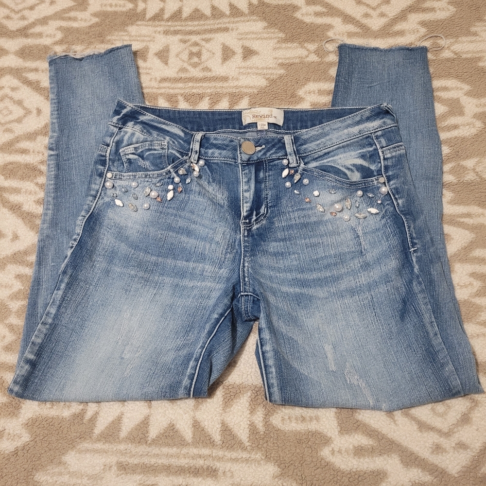 Rewind Embellished Blue Jeans Size 7/28W